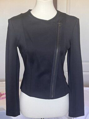 Apt 9 Zippered Military Style Tailored Jacket Blk EUC Sz XS